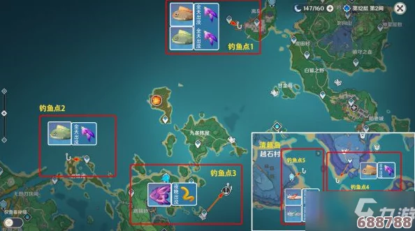 探索原神稻妻秘境：详尽钓鱼地点分布图，解锁渔获宝藏之旅！
